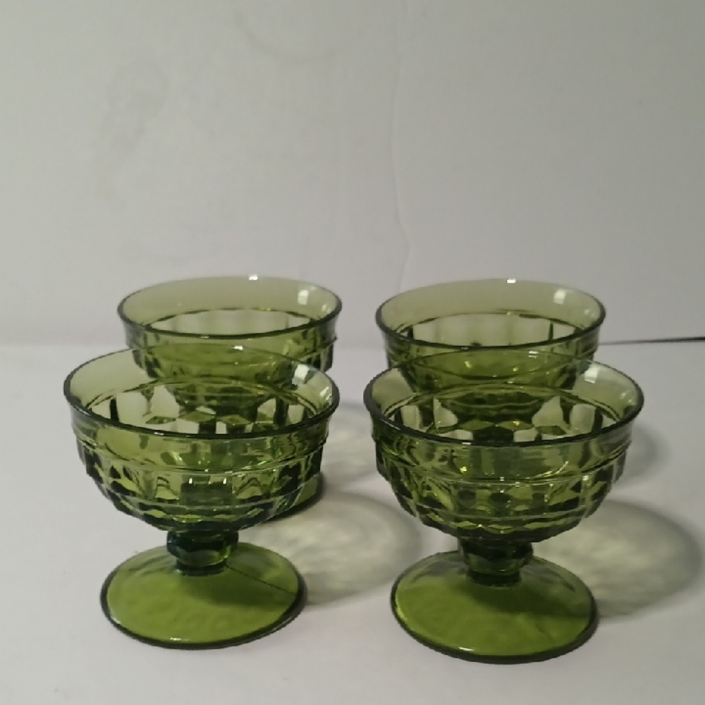 Indiana Glass Whitehall Dessert Goblets Set Of Four In Avocado Green
